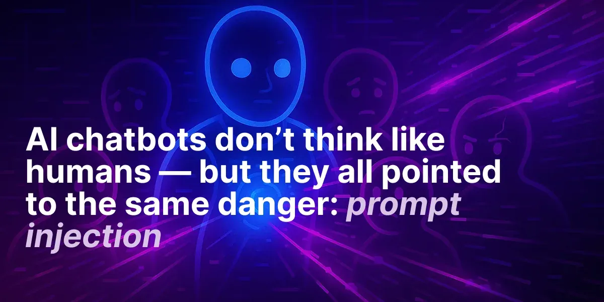 Illustration showing AI chatbots with a warning about prompt injection risks