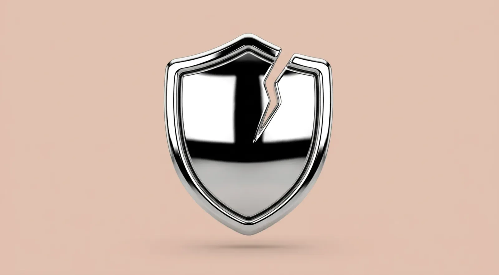 Illustration of a cracked chrome shield