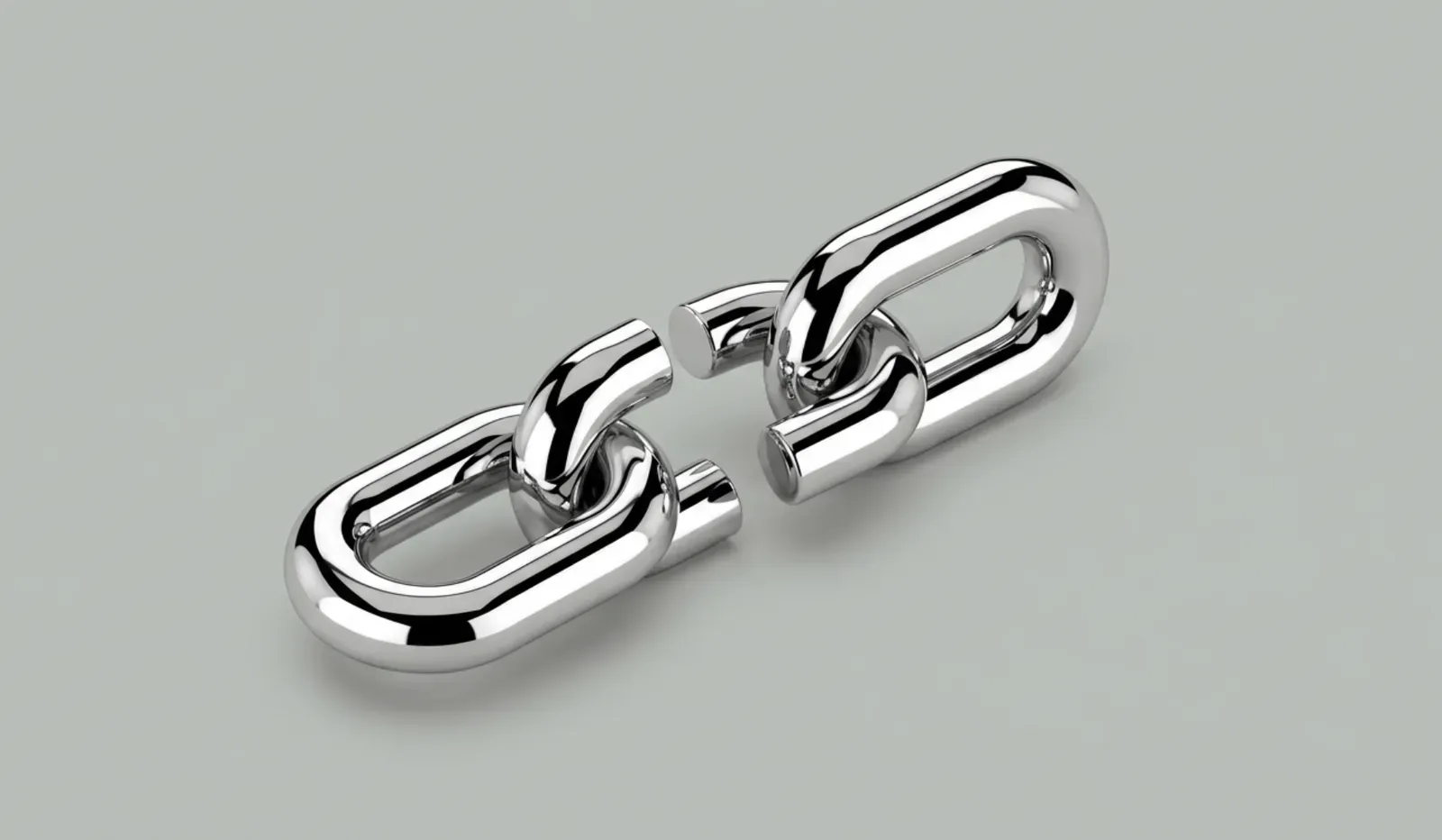 Illustration of two interlocking chrome chain links