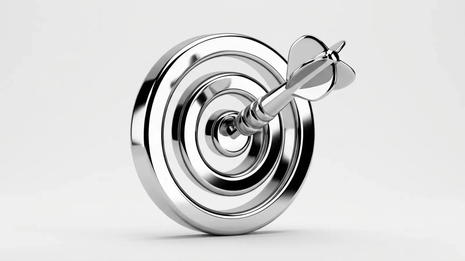Illustration of a chrome dart striking the bullseye of a target