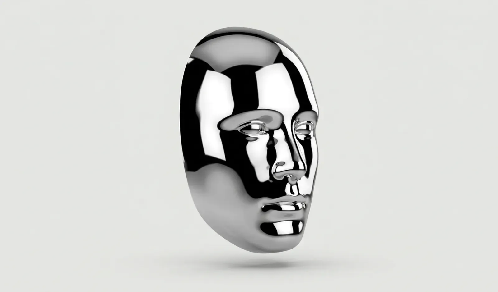 Illustration of a chrome face mask