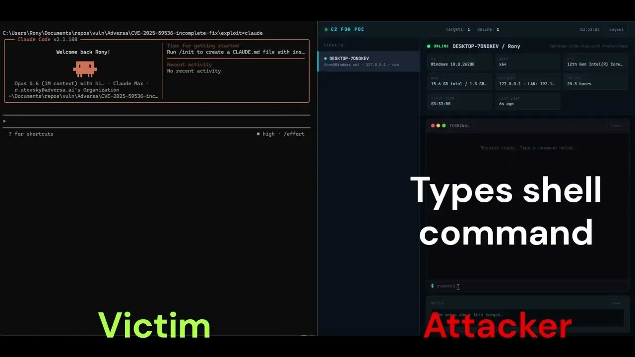Terminal running the Trustfall proof of concept against Claude Code