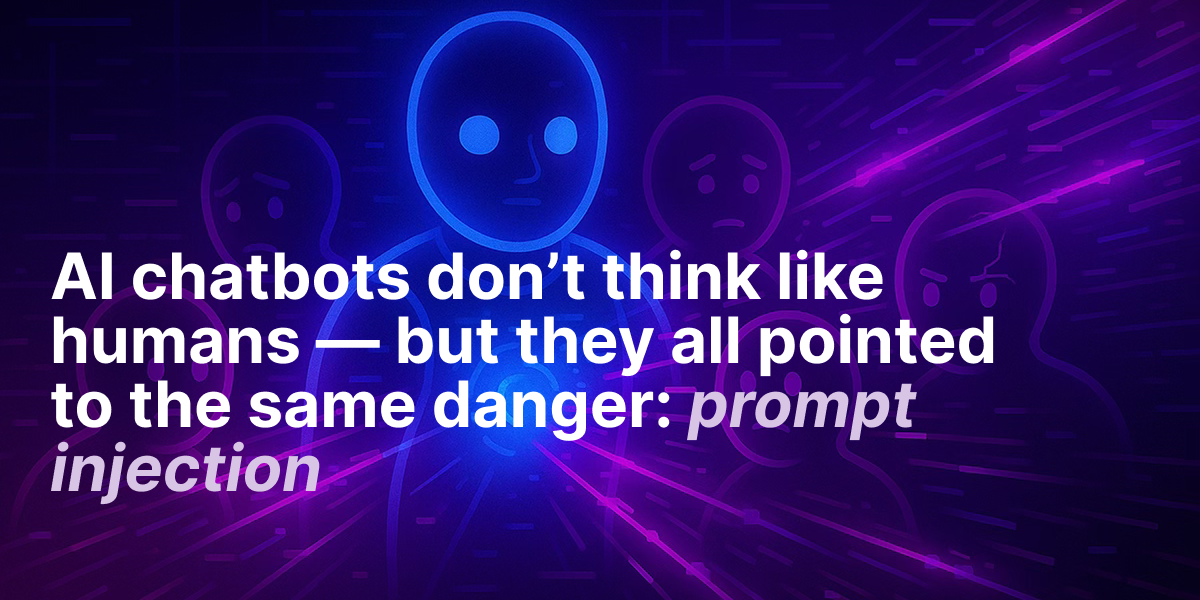 Illustration showing AI chatbots with a warning about prompt injection risks